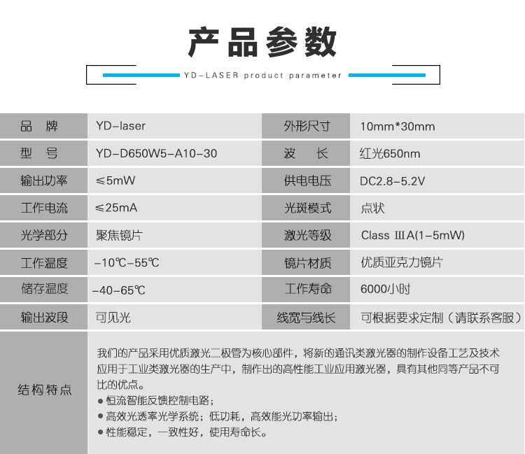 红光点状激光头