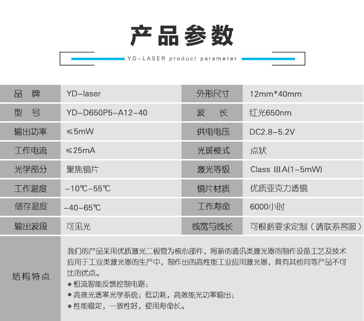 红光点状激光头