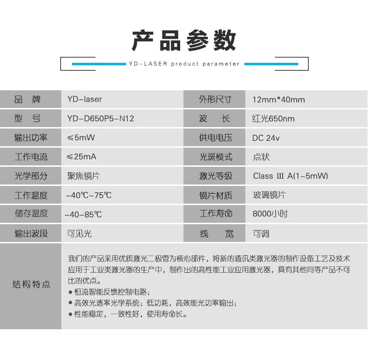 红光点状激光头